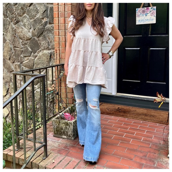 20 Woven Boho Ruffle Tiered Top - Picture 3 of 6